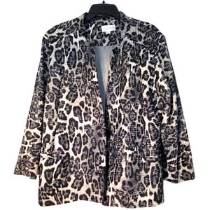 Erin London Black White and Gray Leopard Print Blazer Style Jacket 1X EUC 90s